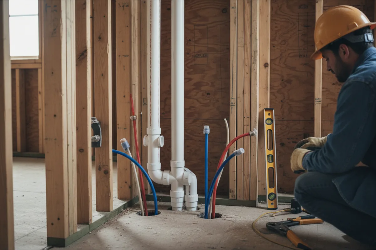 Drain and supply rough-in during Leak Detection in Fairplay